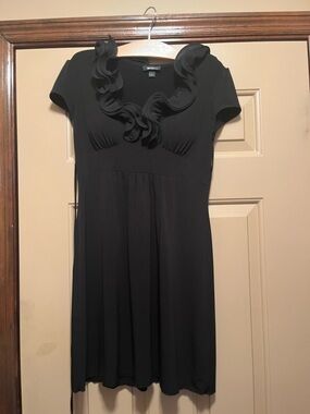 BCX Black Ruffle-Trim Short Sleeve Mini Dress